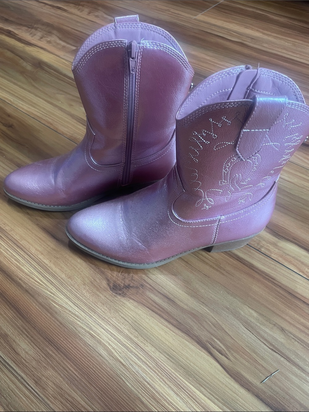 Steve Madden NYC Metallic Pink Western-Style cowboy Boots with Side Zipper